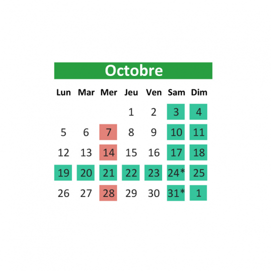 Horaires saison 2026